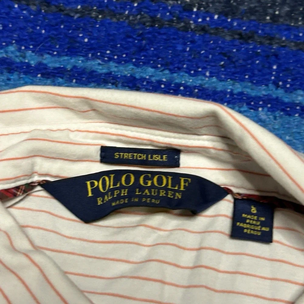 Polo Golf Ralph Lauren Polo Shirt Mens Large Orange Stripe Golf Embroidered